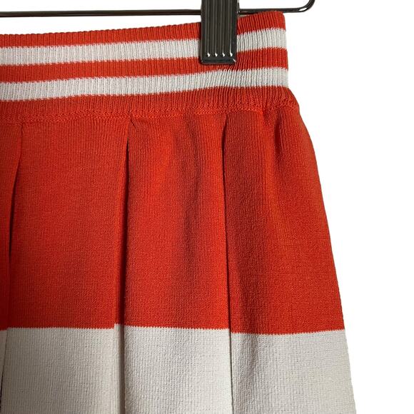 Romeo + Juliet Orange White Striped Pleated Skirt Puff Sleeve Top Co-Ord Set S - Picture 9 of 14